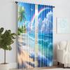 2 pcs   versatile polyester transparent curtains for home decoration Tropical Beach Palm Tree for use in bedrooms and living