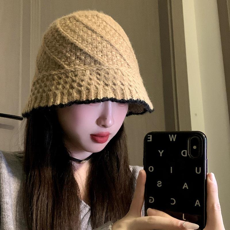 Fisherman's Hat Children's Autumn and Winter Literary Fan Knitted Wool Hat Student Warm Versatile Bucket Basin Hat