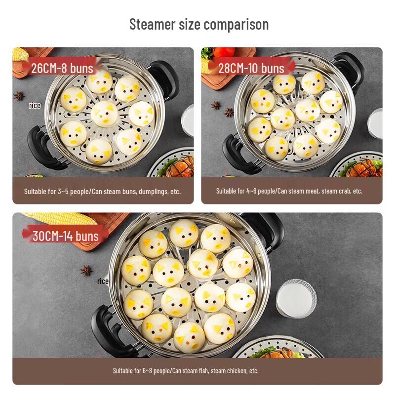 Meichu 26CM 304 Stainless Steel 2-Layer Steamer