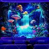 Schwarzlicht Wandteppich Waldpilz Leuchtet im Dunkeln UV-Reaktiv Wasserfall Neon Wandteppiche Ästhetisch Fluoreszierende Wandteppiche
