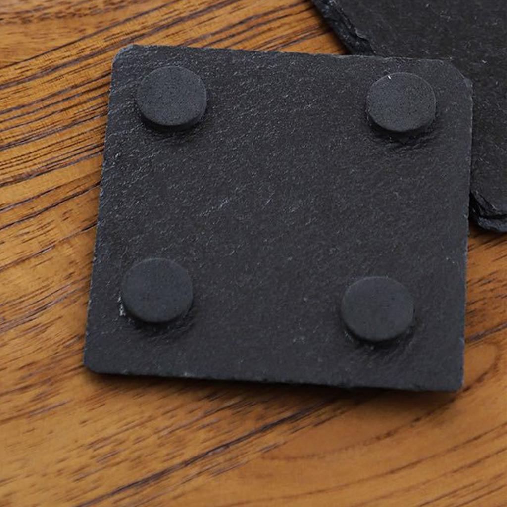4-Inch Square Slate Drink Coasters Set with Anti-Scratch Bottom Blank Rock Coasters for Drink Coffee Bar Kitchen Home Decor