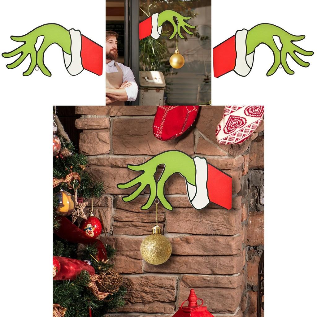 Charming Wooden Christmas Door Hanger Grinch Wreath For Festive Home Decor
