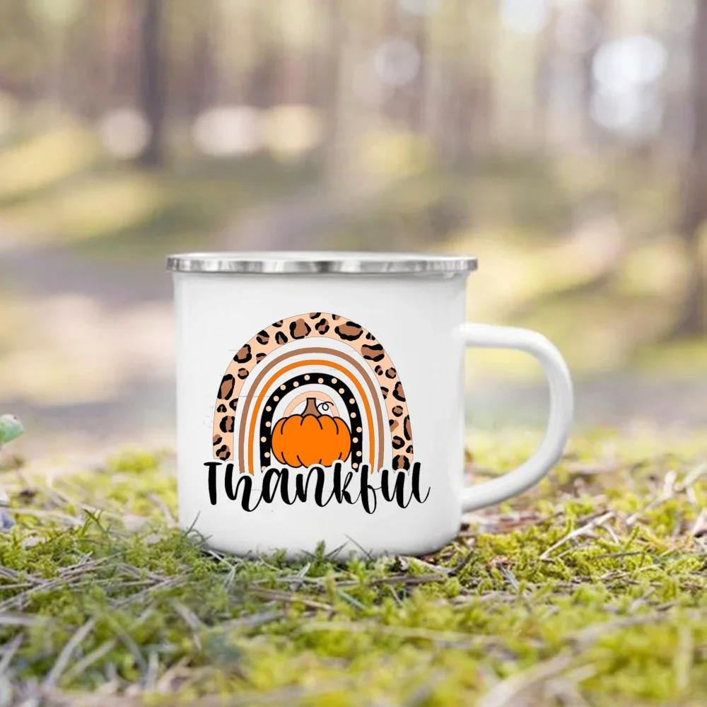 Take Me To The Pumpkin Patch Printed Enamel Mugs Coffee Cups Thanksgiving Party Juice Mug Cocoa  Handle Cup Fall  Holiday Gifts