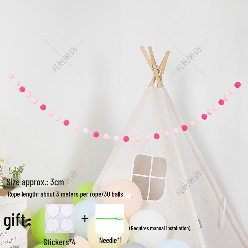 Children’s Room Pompon Bunting Decoration - Birthday Party Tent Backdrop Ornament