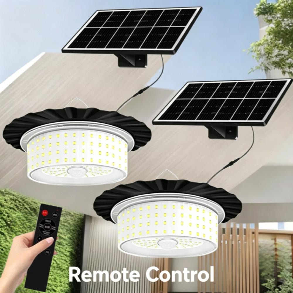 244 LED Solar Pendant Light with Remote Control 5 Modes Motion Sensor Solar Shed Barn Light IP65 Waterproof Indoor Outdoor Hanging Solar Lights
