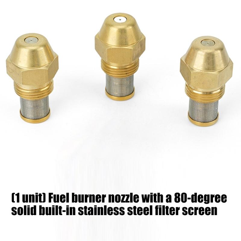 80 Degree Copper Fuels Burners Nozzle With Build In Stainless Steel Filter For Industrial Boilers And Heating Equipment
