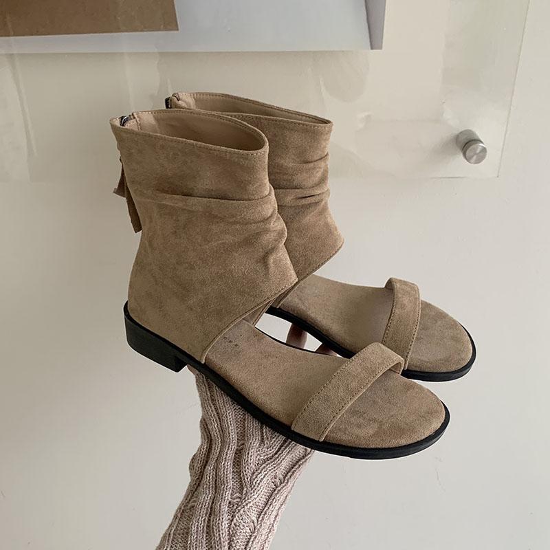 Fashion Female Open Toe Footwear Ladies Flats Sandals Boots Spring Summer Fashion Zippers Women Flats Sandals Ankle Booties Shoes