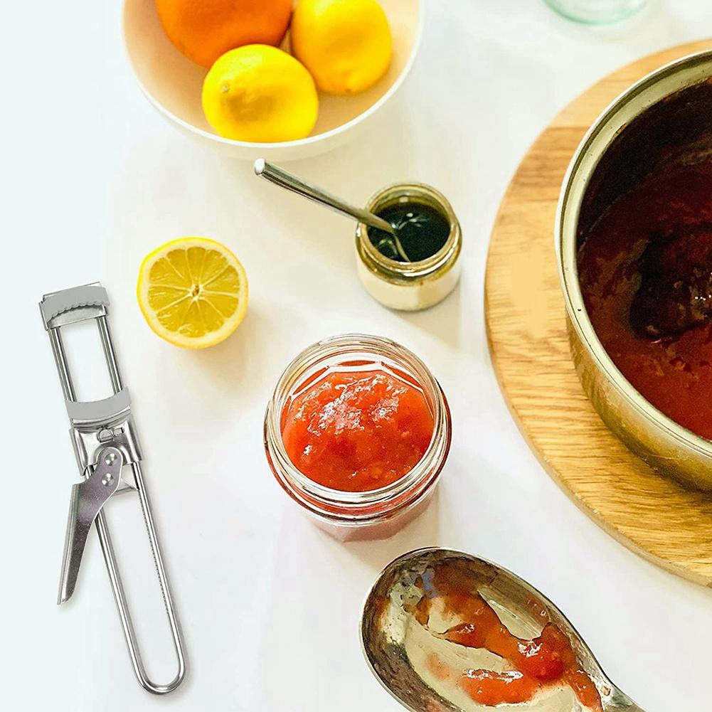 Multifunctional Stainless Steel Can Opener with Non-Slip Rubber Pad, Jar Opener for Weak Hands, Seniors and Kids