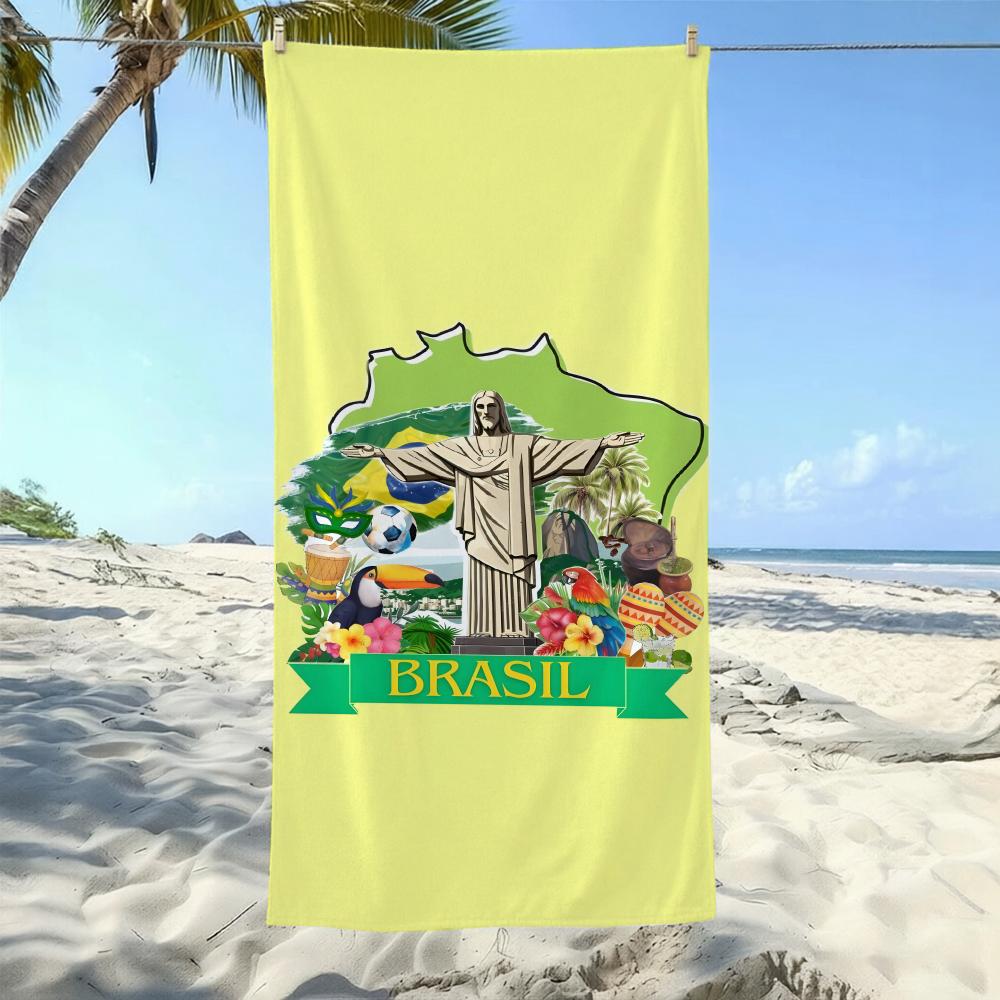 Jmg Household Supplies Culture B-Brazil Culture Series Towel Ultra-Fine Fiber Quick Drying Absorbent Towel, Beach Swimming Vacation Beach Towel