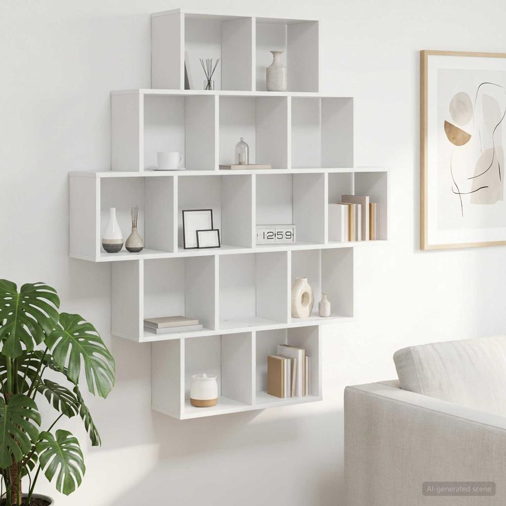 Wall Shelf White 120 x 20 x 136 cm Engineered Wood