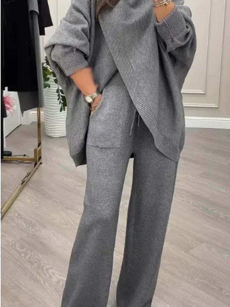 New Arrivals Women's Solid V-Neck One-Button Ruched Knitwear Set Two Piece Outfit