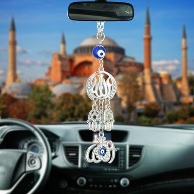 Automobiles Interior Islam Muslim Allah Hamsa Hand Of Fatima Turkey Evil Eye Car Pendant Hanging Ornaments Accessories Gifts