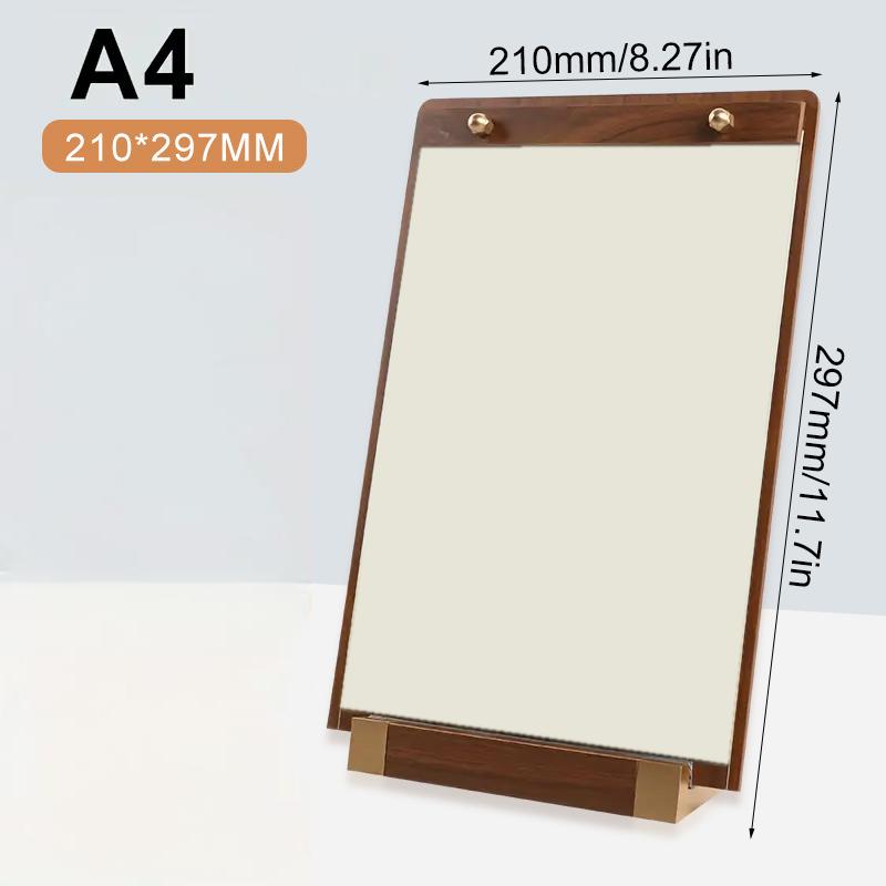 1PC Transparent Panel Price Display Board Walnut Wood Base Restaurant Tent Sign Holder Signs With Metal Finish Dinner A4 A5 A6
