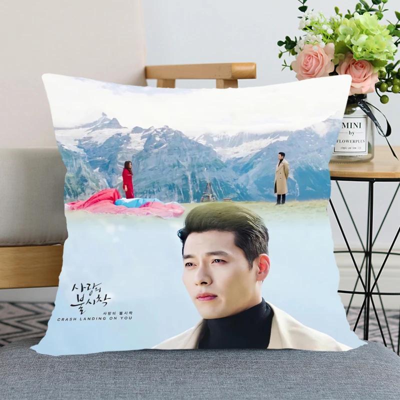 45x45cm Crash Landing On You Hyun Bin Pillowcase Bedroom Home Decorative Pillow Cover Square Zipper Pillow Cases Satin Fabric