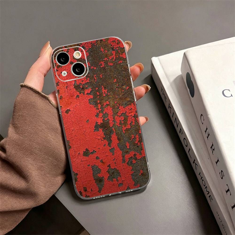 Industrial Style Rusty  Phone Case For iPhone17,16,15,14,13,12,11 Plus,Pro Max Soft Transparent Cover