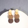 Korean Geometric Macaron Color Round Tassel Earrings for Women