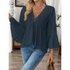 Spring Summer V-neck Elegant Loose Ruffled Women Blouse Half Sleeve Simple Casual Blouse Female New Solid Color Lotus Leaf Tops Office Sweet Clothing