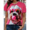 Fashionable animal blowing bubble 3D printed fun T-shirt