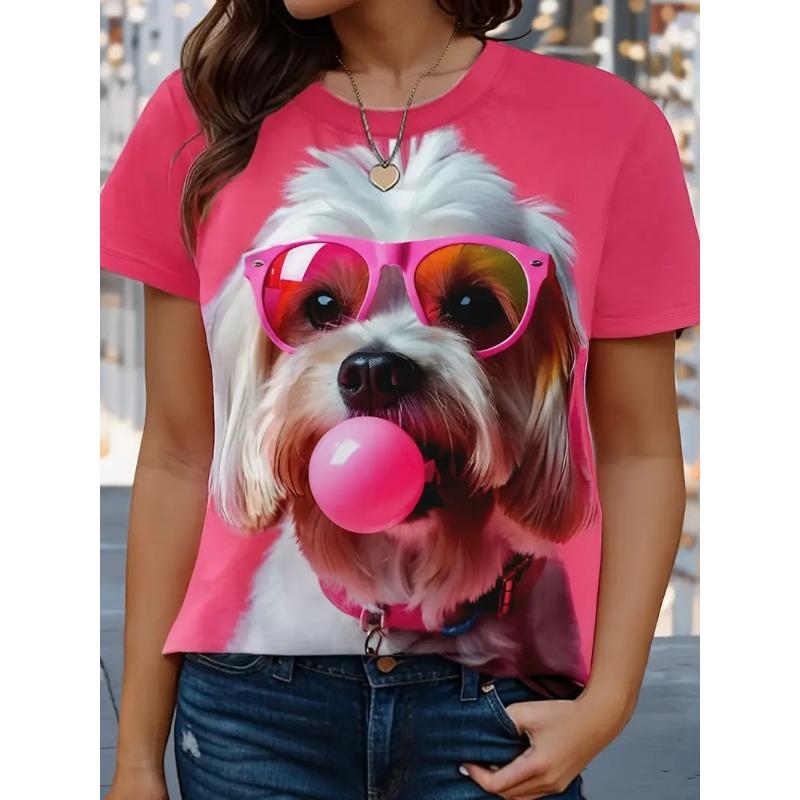 Fashionable animal blowing bubble 3D printed fun T-shirt