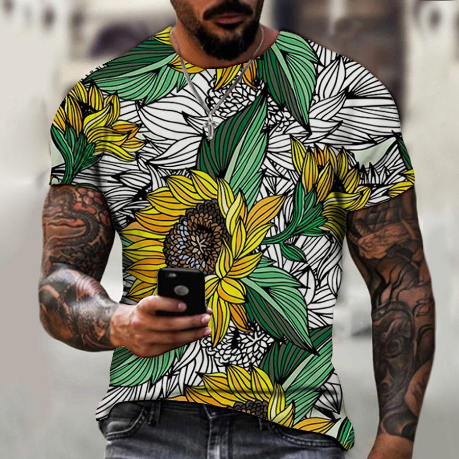 

Футболка с принтом «Подсолнухи» 3D, мужская одежда, верхняя футболка 6XL