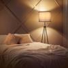 Pulling   Tripod Floor Lamp Modern Design Standing Light with Linen Lampshade for Living Room Bedroom Study Room  