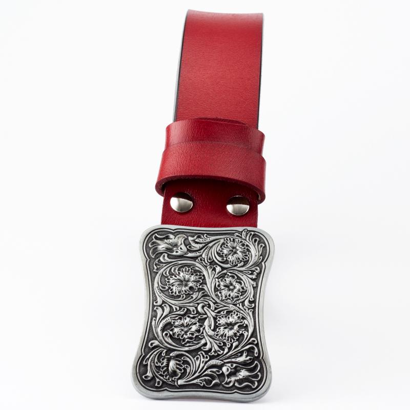 Fashion Genuine Leather Belt Arabesque Pattern Metal Buckle Retro Islam Vine Floral Design Royal Flower Carved Belt Decorative