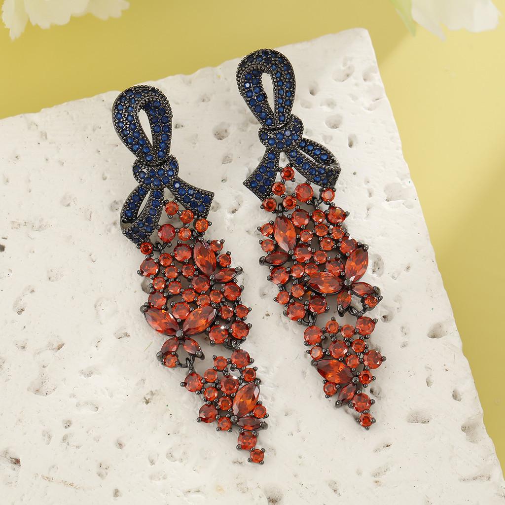 Geometric Copper Drop Earrings For Women Elegant Evening Party Jewelry