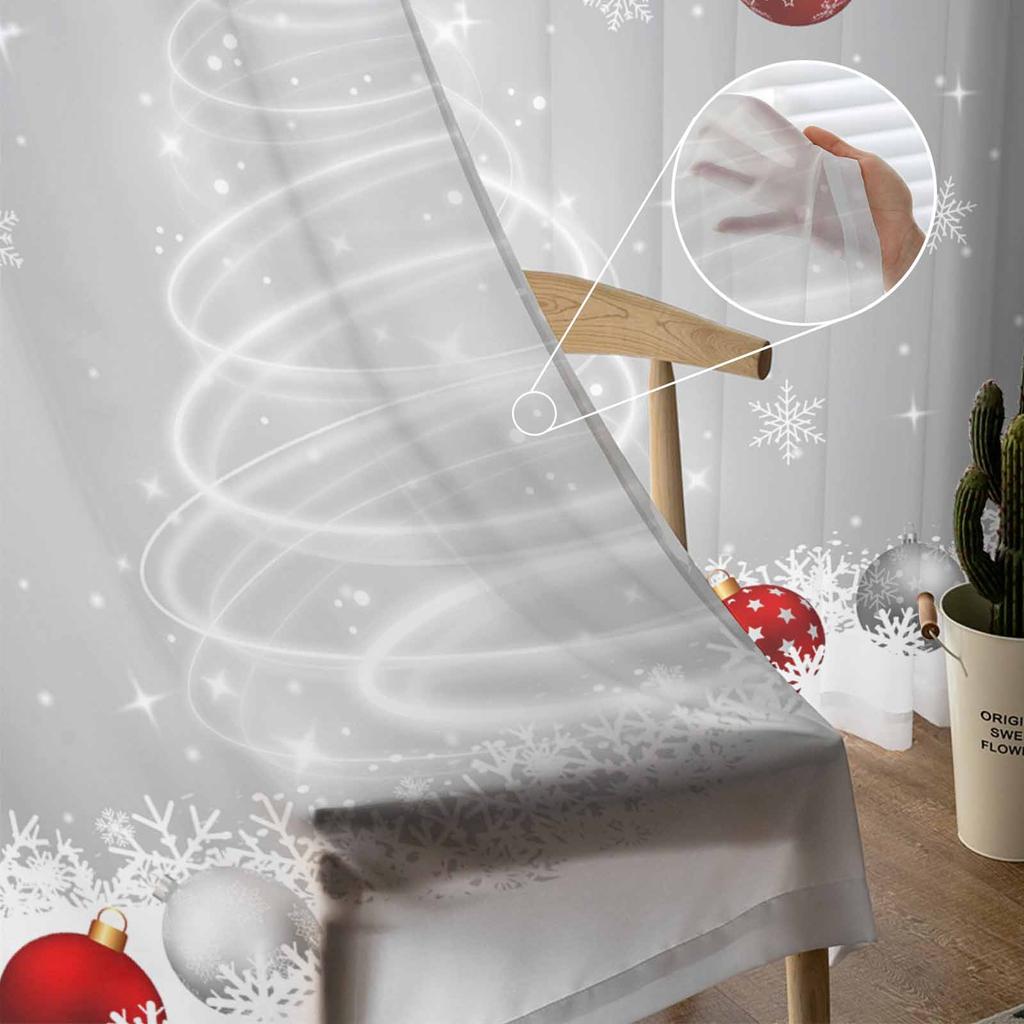 Boże Narodzenie i Zima Srebrne Liście Cedru Zasłony Do Salonu Sypialni Dekoracja Domu Okno Voile Tiul Zasłony Zasłony
