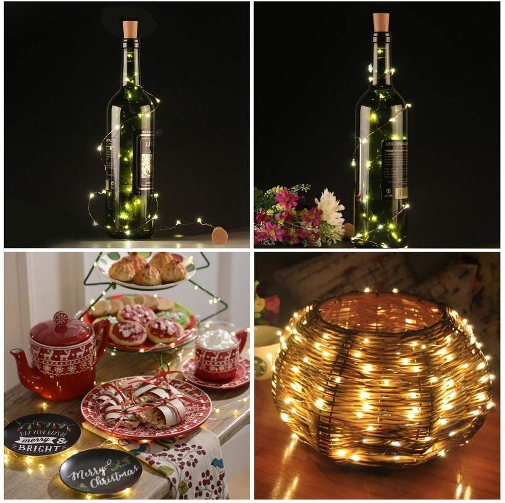 2m 20 LED Cork Bottle Fairy Light USB Rechargeable Indoor Decoration String Lamp for Bedroom Home Party Wedding Christmas