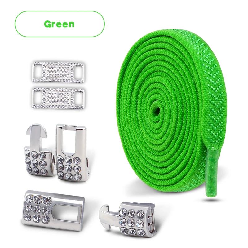 Tennis Silver Diamond Buckle Shoelaces No Tie Shoe Laces Elastic Laces Sneakers Without Ties Flat Shoelace for Shoes Accessories