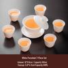 High-Grade Mutton Fat Jade Rotating Lid Bowl and White Porcelain Teapot Set