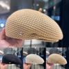 Fashionable Elegant Solid Color Mesh Beret Side Silver Clasp Versatile Beret Outdoor Sunscreen Leisure Hat Spring Autumn Travel Tourism Beach Vacation