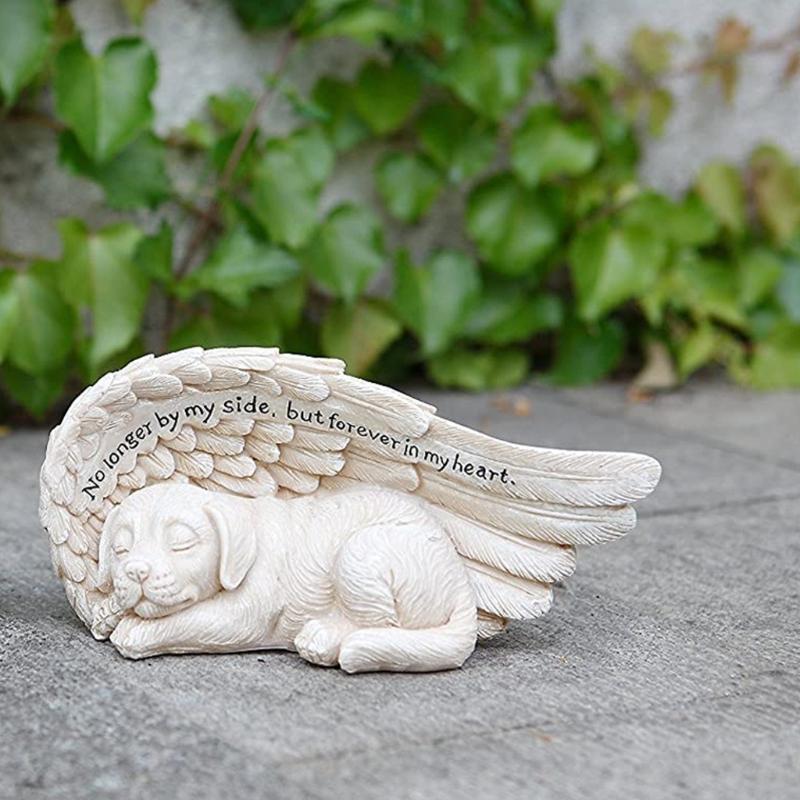 Dogs Angel Pet Memorial Grave Marker Statue Resin Art Crafts Decorations