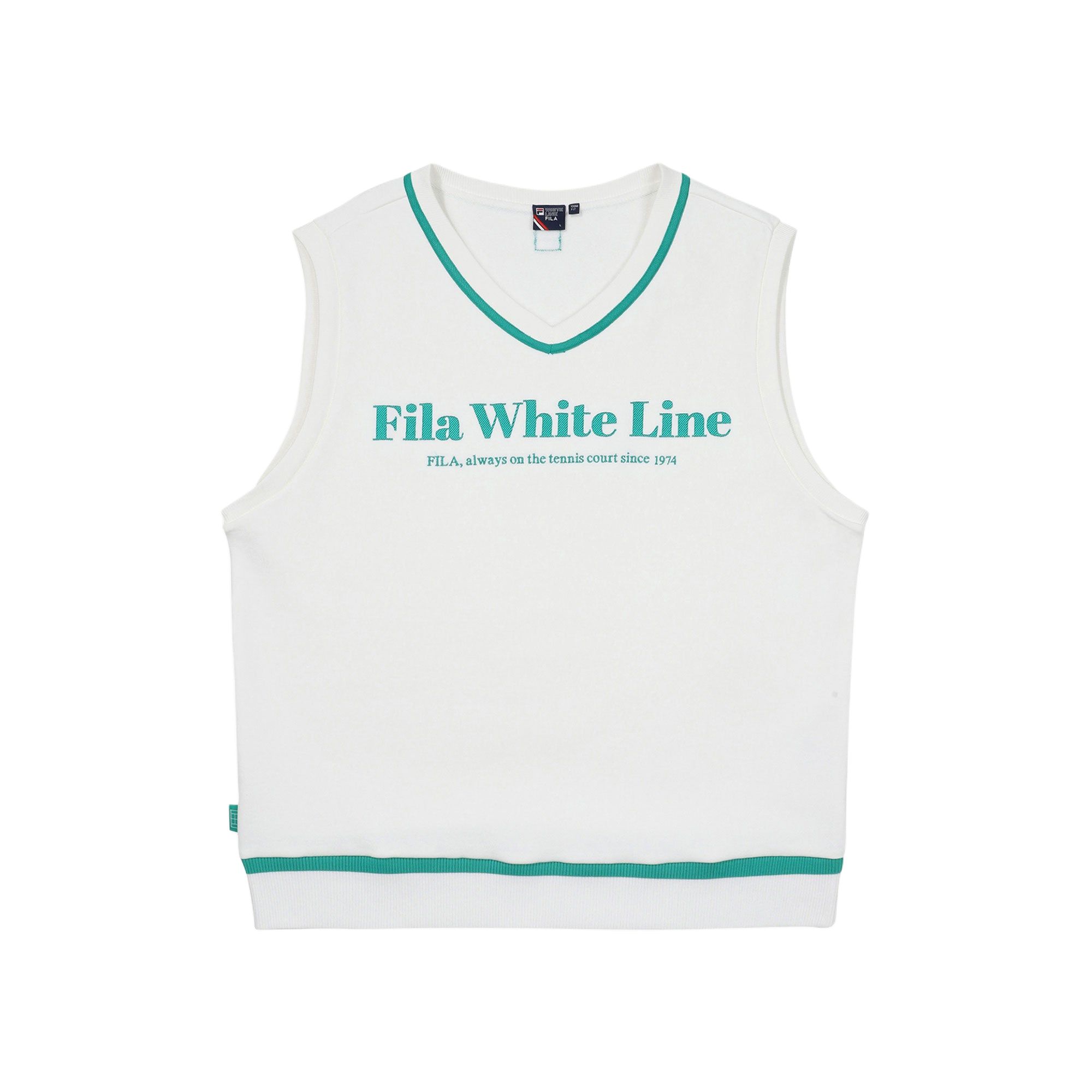 FILA Vests Unisex White V neck Moderate Knitted Fabric FS2VTF1331X-OWH 95
