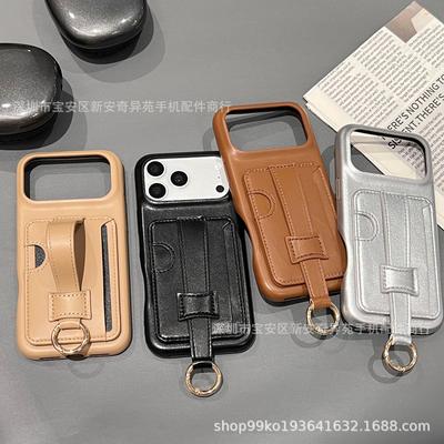 Wristband Card Bag Protective Case, Suitable for iPhone17Promax Plug-in Card, Solid Color Apple Mobile Phone Case, Card Bag Mobile Phone Case.