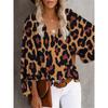 TIFICY Women's Fashion Casual Spring Autumn Flower Pattern Print Long Sleeve V-Neck Blouses & Shirts