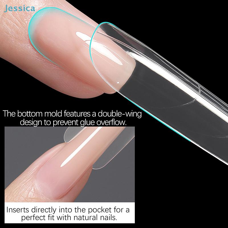 240Pcs Trapezoid Nail Dual Forms - Clear Acrylic Nail Extension Molds for Gel Nail Extension & Salon Use