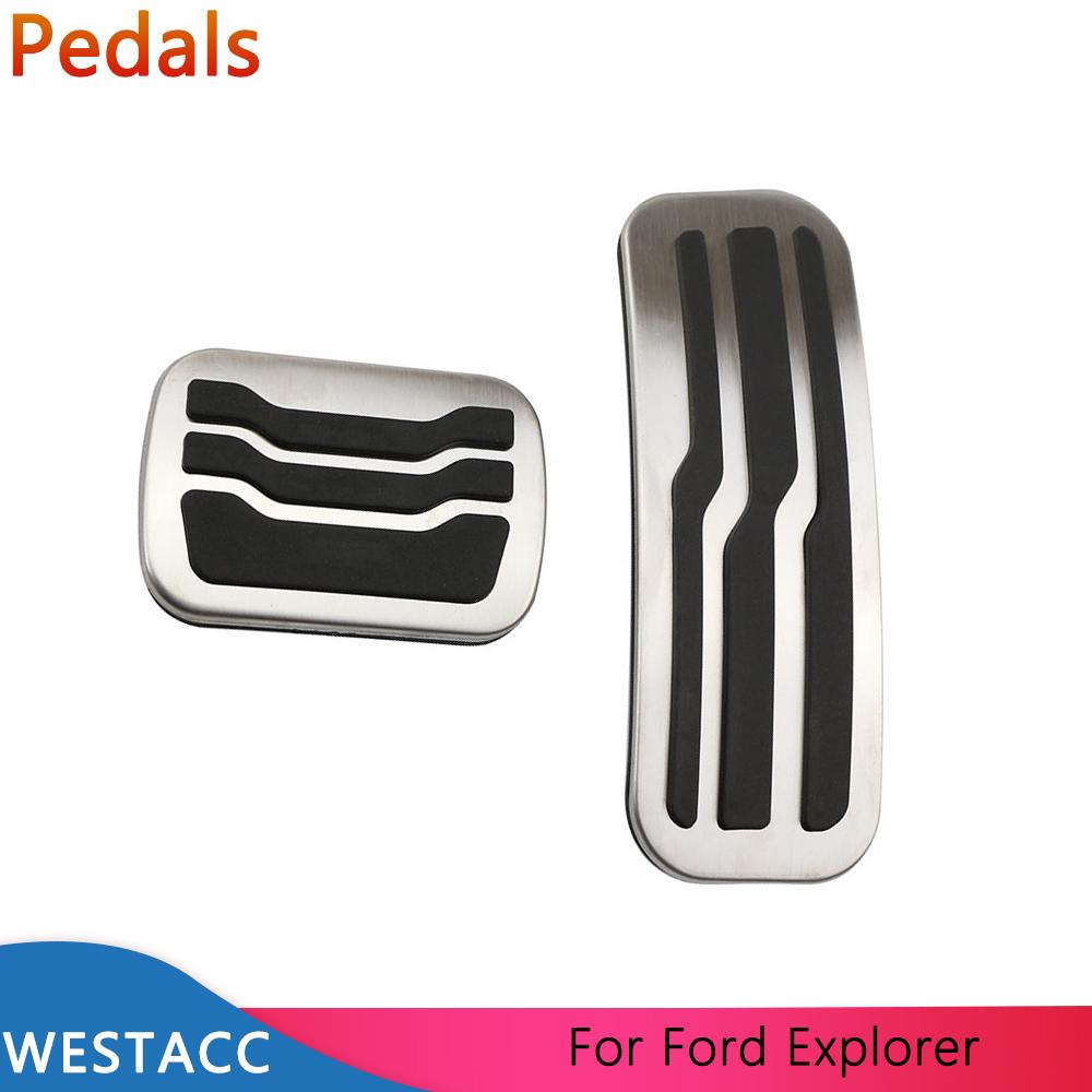 Edelstahl Auto Pedale Gaspedal Bremspedal Schutzabdeckung für Ford Explorer 2011- Teile