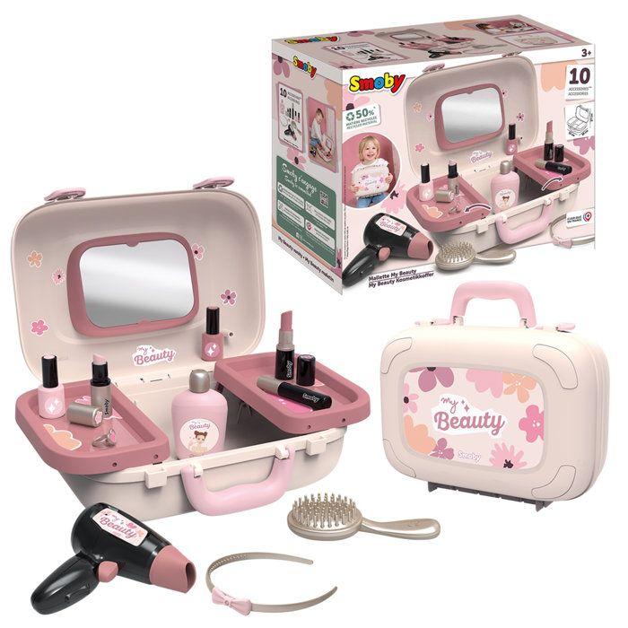 Smoby - My Beauty Vanity - Coiffure, Onglerie et Maquillage - 10 Accessoires Inclus + Miroir - Dès 3 ans - Fabriqué en France
