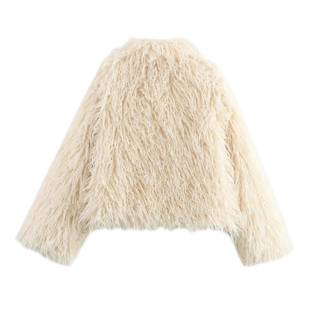 New autumn models, women's clothing, fashionable and versatile design, long fur lapel collar and long sleeves