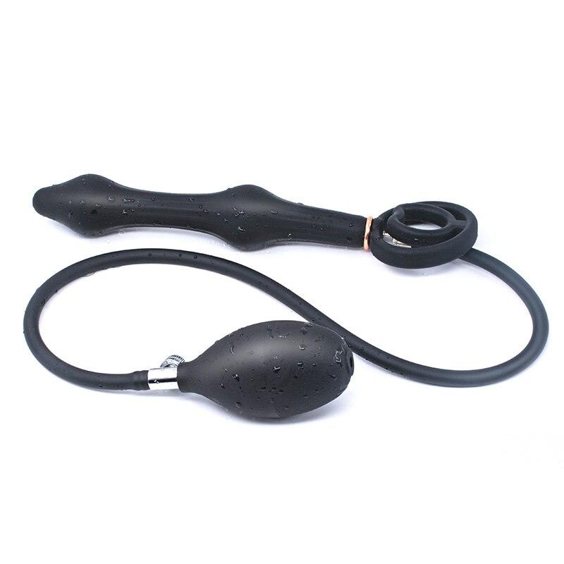 Double Bead Inflatable Anal Plug Anal Massager Expansion Stimulation  Sex Toys Fisting Silicone Tail Plug Anal Dildo