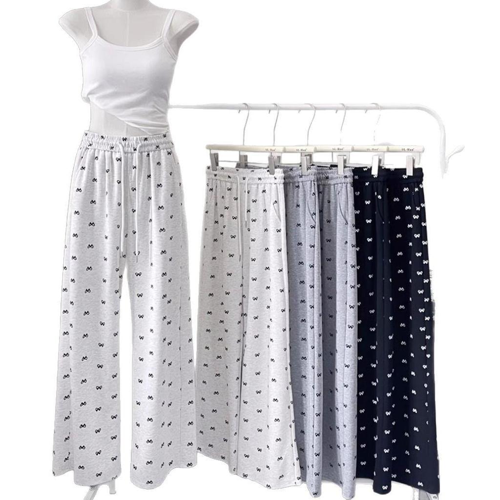 Women's High-Waist Wide-Leg Pants - Petite Spring/Autumn Casual Bow Detail