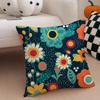Retro Polka Dot Floral Pillow Retro Style Cushion Cover Throw Pillow Cover Hidden Button Durable Polyester Chair Cushion