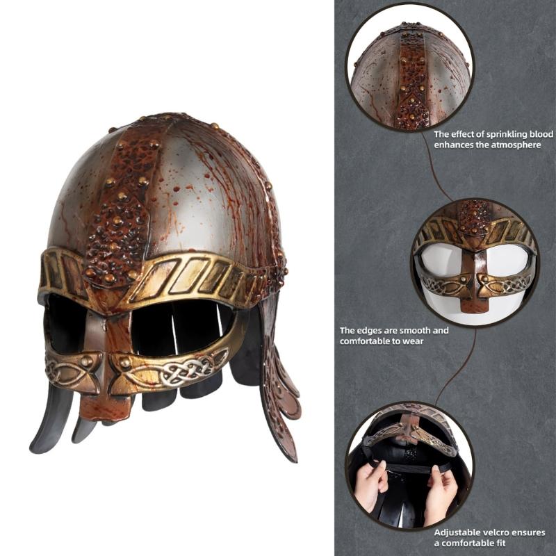 Medieval Renaissances Barbute Plastic Knights Templars Crusader Armour Helmet Halloween Costume Props Half Face Mask