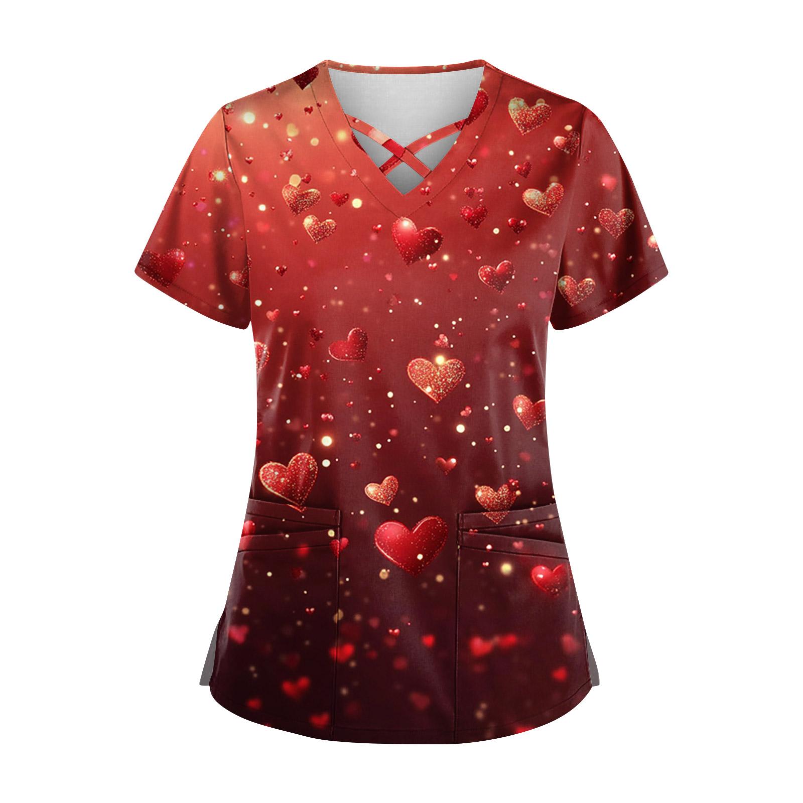 

Женский топ с коротким рукавом, ступенчатым V-образным вырезом, принтом и карманом, быстросохнущий XL винный