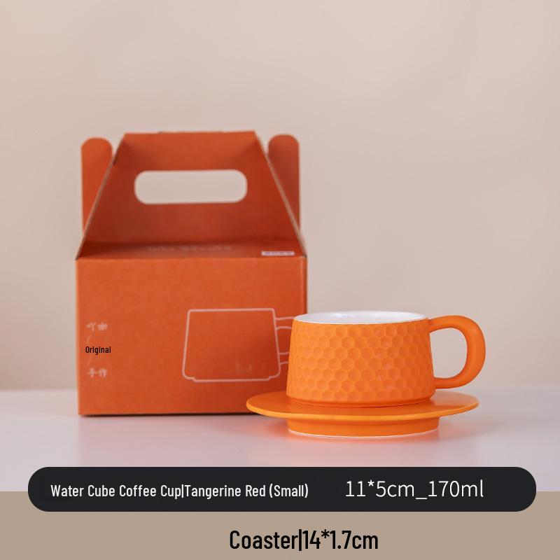 Minimalist Ceramic Coffee Cup & Saucer Set - Light Luxury for Home or Office
