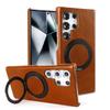 Luxury Genuine Leather Case For Samsung Galaxy S24 Ultra S23 S22 S21FE S20 Note20 S23FE Magnetic Ring Stand Bracket Phone Cases