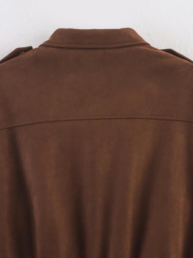 European & American Women's Suede Texture Jacket Coat