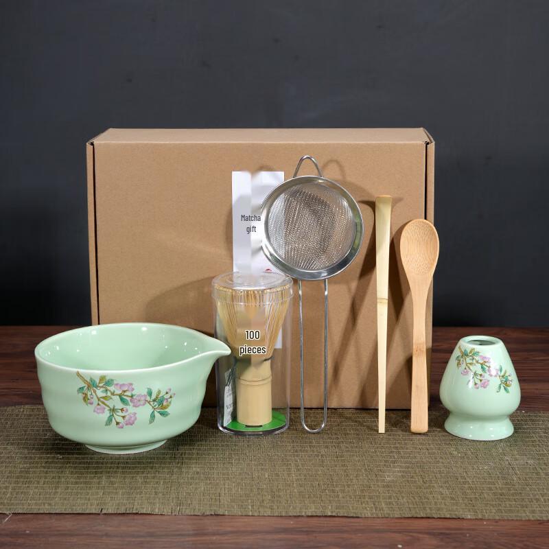 

Японский керамический набор для матча Цветок сакуры и зелень