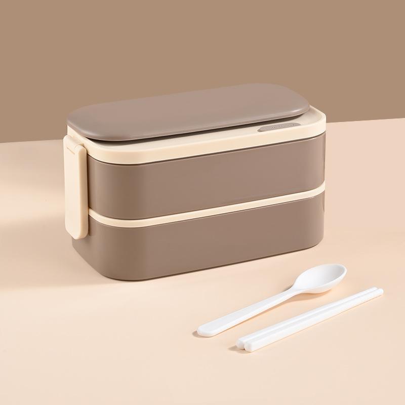 304 Stainless Steel Lunch Box 2 Layers Divided Microwavable Bento Box For Students Office Worker Portable Sealed Food Containers